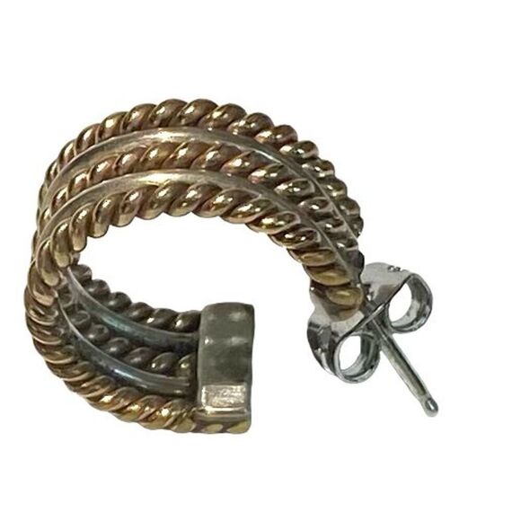 LQ# Vermeil Gold & 925 Silver Circle Stud Earrings - Picture 5 of 7